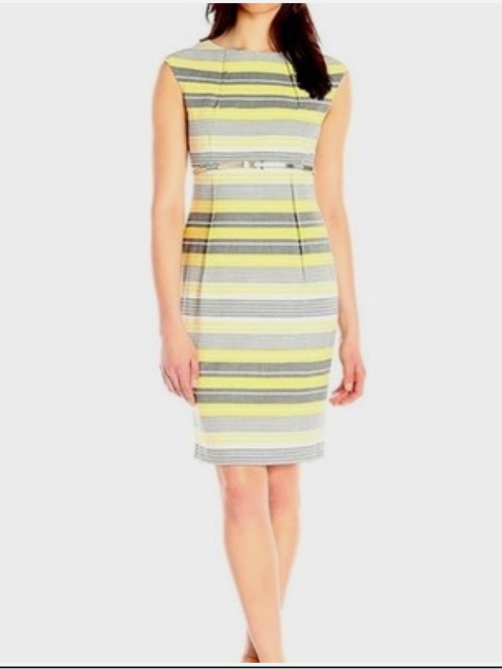 Calvin Klein Yellow and Gray Striped Sheath Dress Size 6